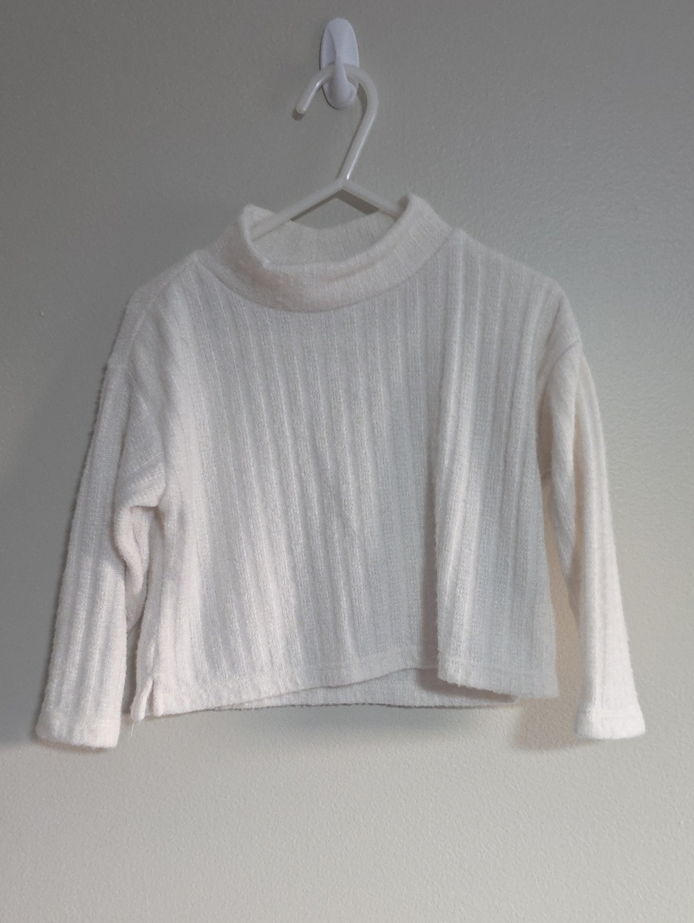 Old Navy Cream Ribbed Mock-Neck Kids Sweater